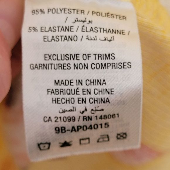 Ardene Yellow Floral Super Soft Ribbed Short Sleeve Top Large - Picture 5 of 7